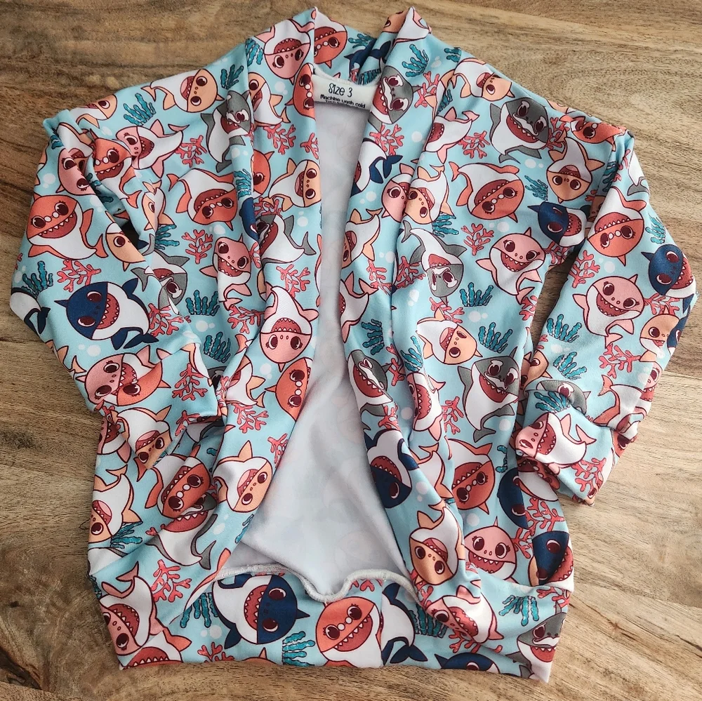 Kids Baby Shark Cardigan Shrug Long Sleeve Top Size 3